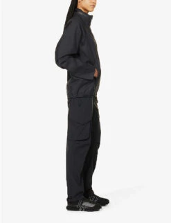 Exclusive Unisex Laugavegur Flap-pocket Straight-leg Mid-rise Stretch-woven Trousers -Metro Style Shop R04180745 BLACK ALT01