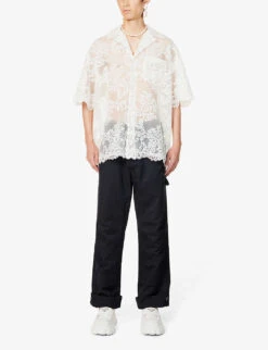 Simone Rocha Short-sleeved Boxy-fit Lace Shirt -Metro Style Shop R04180770 IVORY ALT01