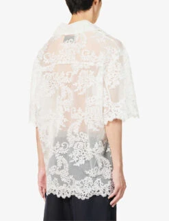 Simone Rocha Short-sleeved Boxy-fit Lace Shirt -Metro Style Shop R04180770 IVORY ALT03