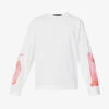 Simone Rocha Graphic-print Long-sleeved Cotton-jersey T-shirt -Metro Style Shop R04180780 WHITERED M