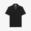 Reiss Scorpio Cuban-collar Short-sleeve Cotton Crochet Shirt -Metro Style Shop R04180988 BLACK M