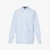 Versace Baroque-panel Striped Relaxed-fit Cotton-poplin Shirt -Metro Style Shop R04181573 LIGHTBLUEIVORY M