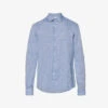 Sunspel Spread Collar Long-sleeve Regular-fit Linen Shirt -Metro Style Shop R04181946 BLUESTONE2MELANGE M