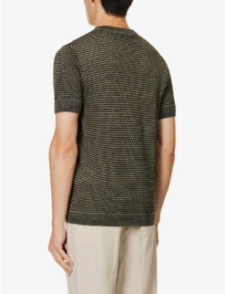 Emporio Armani Geometric-pattern Short-sleeve Knitted Jumper -Metro Style Shop R04184764 FNERO ALT03