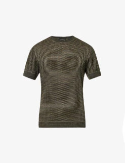 Emporio Armani Geometric-pattern Short-sleeve Knitted Jumper