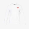 Comme Des Garçons Play Heart-appliquéd Long-sleeved Cotton-jersey T-shirt -Metro Style Shop R04186013 WHITE M
