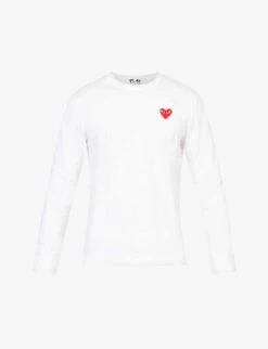 Comme Des Garçons Play Heart-appliquéd Long-sleeved Cotton-jersey T-shirt