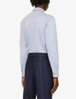 ELEVENTY Spread-collar Slim-fit Cotton Shirt 11 ELEVENTY Spread-collar Slim-fit Cotton Shirt -Metro Style Shop R04187254 LIGHTBLUE ALT03