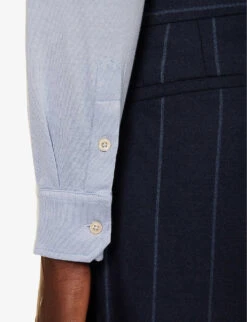 ELEVENTY Spread-collar Slim-fit Cotton Shirt 12 ELEVENTY Spread-collar Slim-fit Cotton Shirt -Metro Style Shop R04187254 LIGHTBLUE ALT04