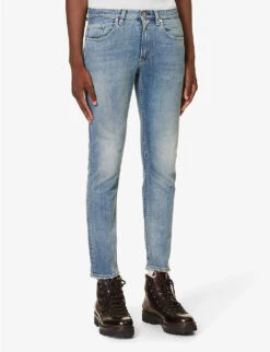 ELEVENTY Faded-wash Slim-fit Tapered-leg Stretch-denim Jeans -Metro Style Shop R04187299 DENIM ALT02