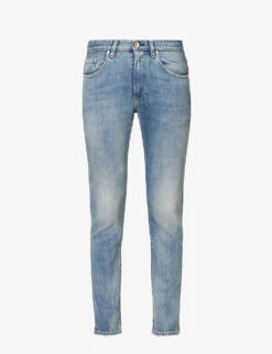 ELEVENTY Faded-wash Slim-fit Tapered-leg Stretch-denim Jeans