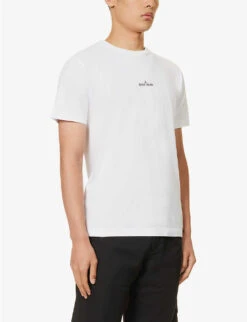Stone Island Logo-print Crewneck Cotton-jersey T-shirt 9 Stone Island Logo-print Crewneck Cotton-jersey T-shirt -Metro Style Shop R04188781 WHITE ALT02