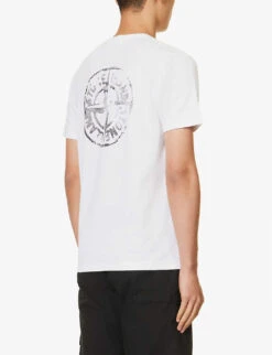 Stone Island Logo-print Crewneck Cotton-jersey T-shirt 10 Stone Island Logo-print Crewneck Cotton-jersey T-shirt -Metro Style Shop R04188781 WHITE ALT03