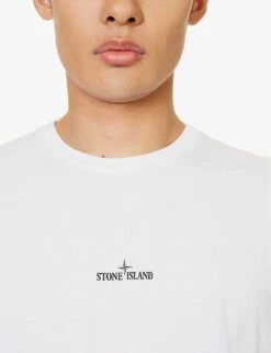 Stone Island Logo-print Crewneck Cotton-jersey T-shirt 11 Stone Island Logo-print Crewneck Cotton-jersey T-shirt -Metro Style Shop R04188781 WHITE ALT04