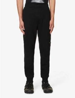 Diagonal Fleece Tapered Mid-rise Cotton-jersey Jogging Bottoms 9 Diagonal Fleece Tapered Mid-rise Cotton-jersey Jogging Bottoms -Metro Style Shop R04189365 BLACK ALT02