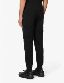 Diagonal Fleece Tapered Mid-rise Cotton-jersey Jogging Bottoms 10 Diagonal Fleece Tapered Mid-rise Cotton-jersey Jogging Bottoms -Metro Style Shop R04189365 BLACK ALT03