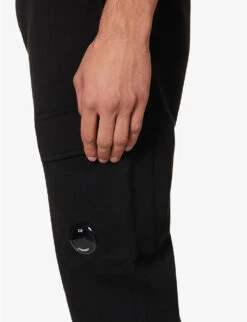 Diagonal Fleece Tapered Mid-rise Cotton-jersey Jogging Bottoms 11 Diagonal Fleece Tapered Mid-rise Cotton-jersey Jogging Bottoms -Metro Style Shop R04189365 BLACK ALT04