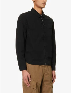 Zip-up Lens-pocket Cotton Shirt 9 Zip-up Lens-pocket Cotton Shirt -Metro Style Shop R04189373 BLACK ALT02