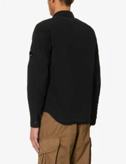 Zip-up Lens-pocket Cotton Shirt 10 Zip-up Lens-pocket Cotton Shirt -Metro Style Shop R04189373 BLACK ALT03