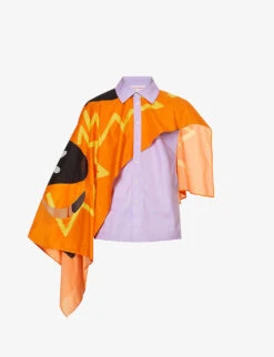 Art Asymmetric-panel Regular-fit Cotton-poplin Shirt