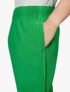 Tapered-leg Mid-rise Knitted Trousers 11 Tapered-leg Mid-rise Knitted Trousers -Metro Style Shop R04194079 EMERALDGREEN ALT04