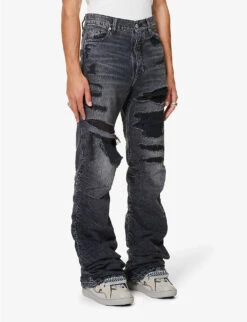 Distressed Kick-flare Mid-rise Jeans 9 Distressed Kick-flare Mid-rise Jeans -Metro Style Shop R04194908 REPAIRDENIM ALT02