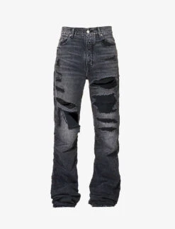 Distressed Kick-flare Mid-rise Jeans