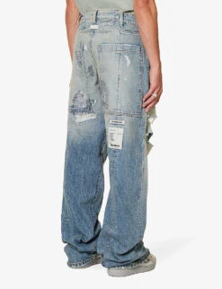 Distressed Wide-leg Mid-rise Jeans -Metro Style Shop R04194910 REPAIRDENIM ALT03