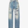 Distressed Wide-leg Mid-rise Jeans -Metro Style Shop R04194910 REPAIRDENIM M