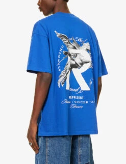 Represent Giants Relaxed-fit Cotton-jersey T-shirt -Metro Style Shop R04195345 COBALT ALT03